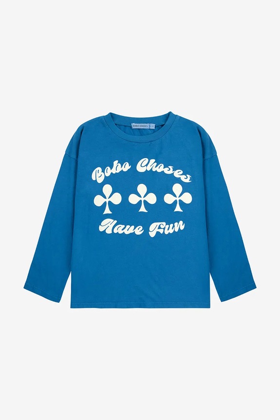 Bobo Choses longsleeve din bumbac pentru bebeluși Have Fun 225AC008 albastru AW25
