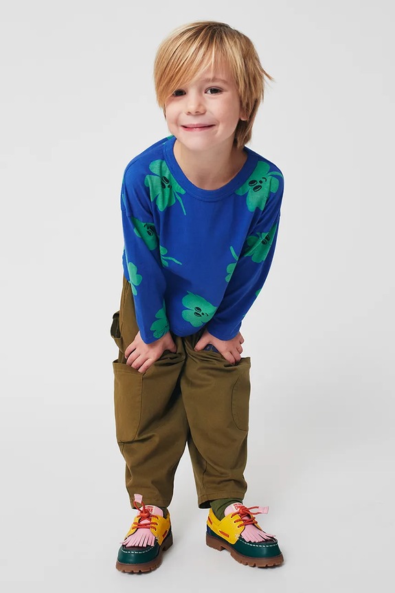 Bobo Choses longsleeve bawełniany niemowlęcy Lucky Clover 225AC016 niebieski