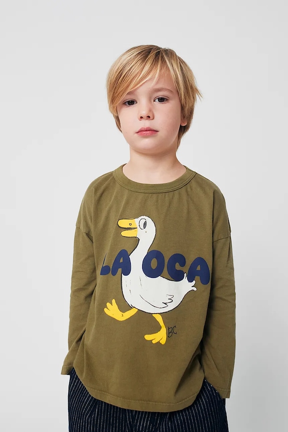 Bobo Choses longsleeve bawełniany dziecięcy La Oca zielony 225AC017