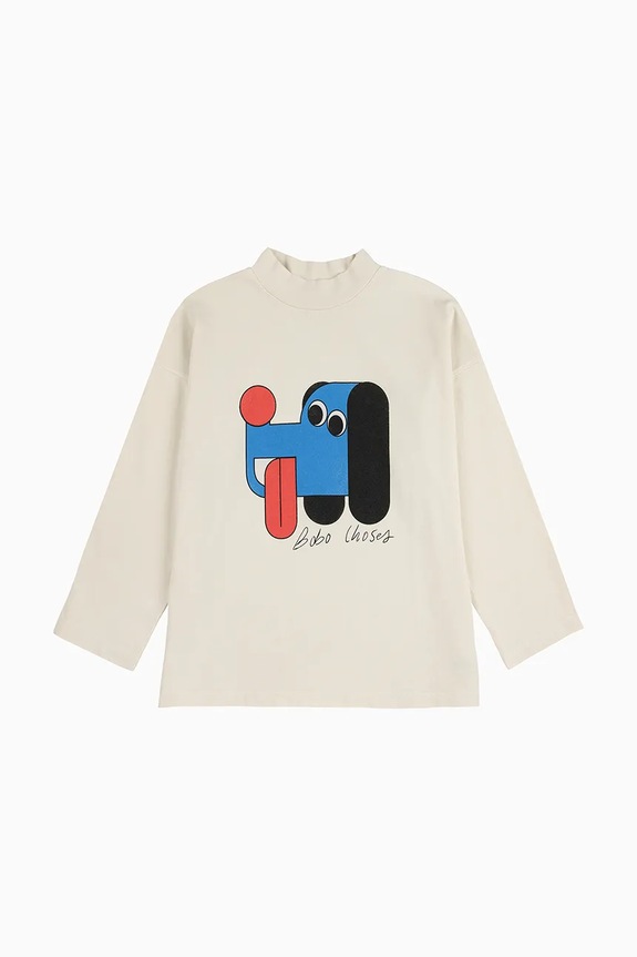 Bobo Choses longsleeve bawełniany dziecięcy Doggy Mate 225AC022 biały AW25