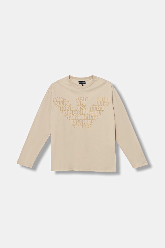 Detská bavlnená košeľa s dlhým rukávom Emporio Armani bavlna béžová EB000725.AF16162