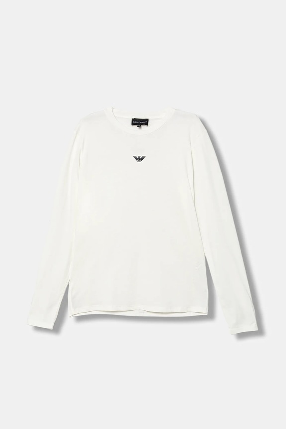 Emporio Armani longsleeve din bumbac pentru copii print alb EB000420.AF15013