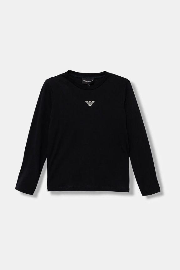 Дитячий бавовняний лонгслів Emporio Armani бавовна темно-синій EB000420.AF15013