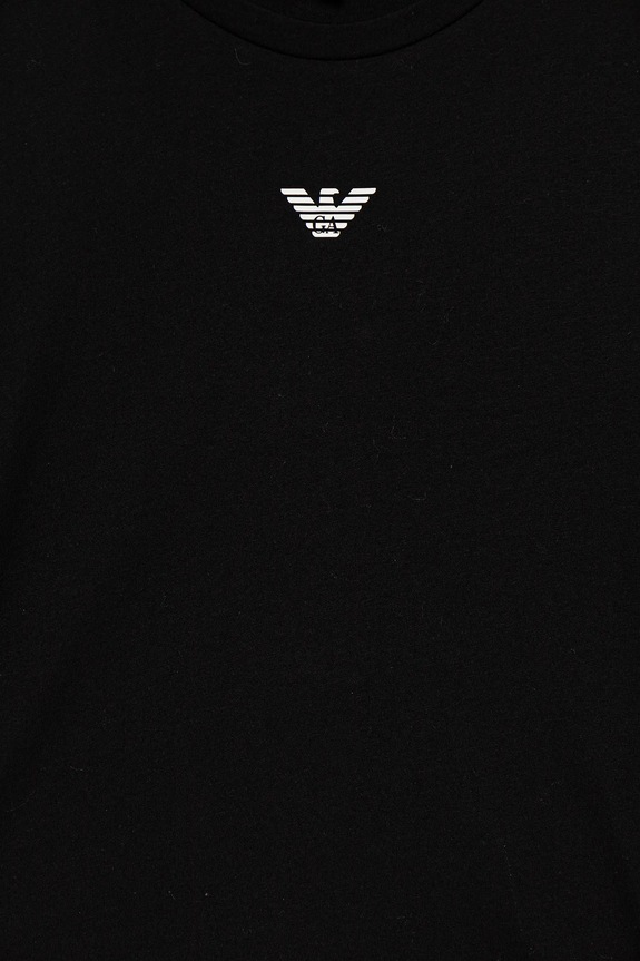 Dečki Otroška bombažna majica z dolgimi rokavi Emporio Armani EB000420.AF15013 črna