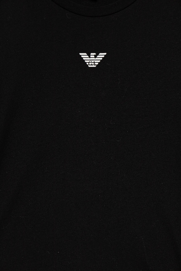 Dečki Otroška bombažna majica z dolgimi rokavi Emporio Armani EB000420.AF15013 črna