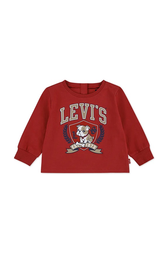Levi's longsleeve bawełniany dziecięcy LOGO BULLDOG CREST TEE nadruk czerwony 6EP166