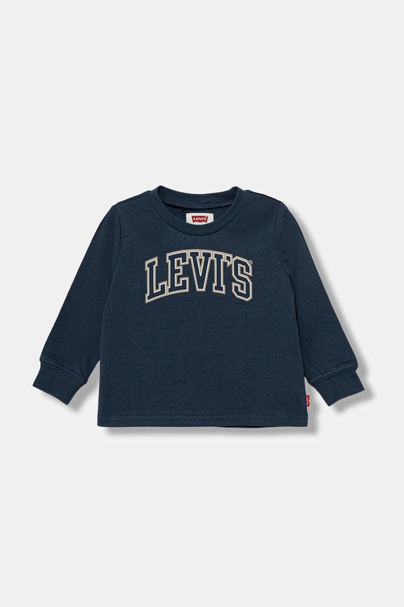Levi's longsleeve bawełniany niemowlęcy COLLEGIATE LS TEE nadruk granatowy 6EP410