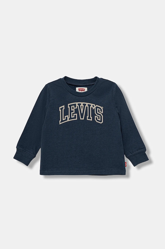 Levi's longsleeve bawełniany niemowlęcy COLLEGIATE LS TEE nadruk granatowy 6EP410
