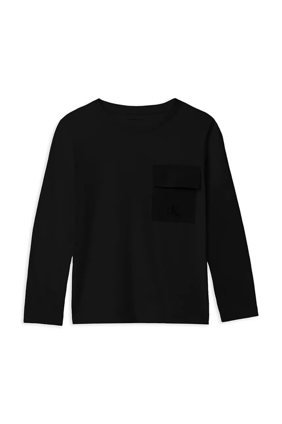 Dječja pamučna majica dugih rukava Calvin Klein Jeans IB0IB02587.9BYA crna AW25