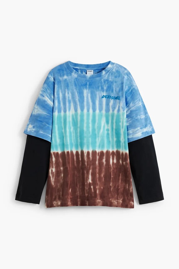 Otroška bombažna majica z dolgimi rokavi Desigual 25WBTK16 modra AW25