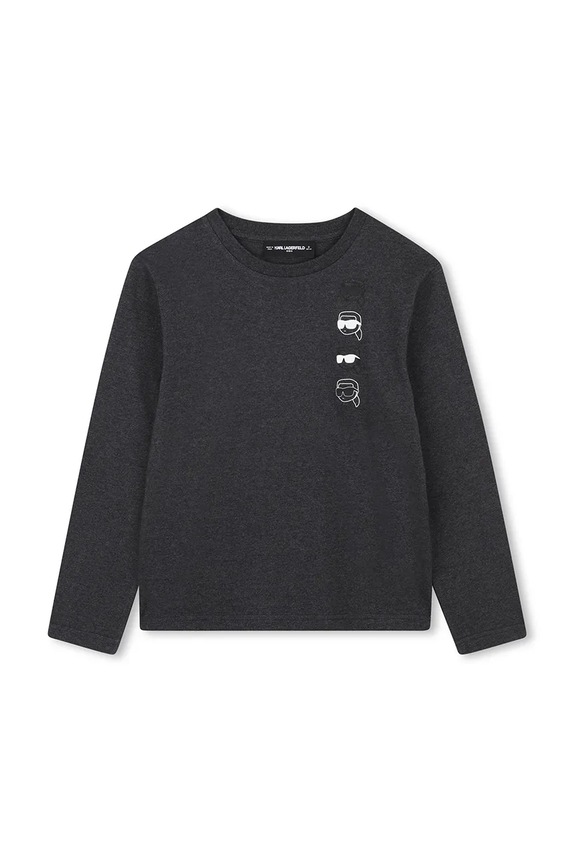 Karl Lagerfeld longsleeve bawełniany dziecięcy nadruk szary Z30951.162.174