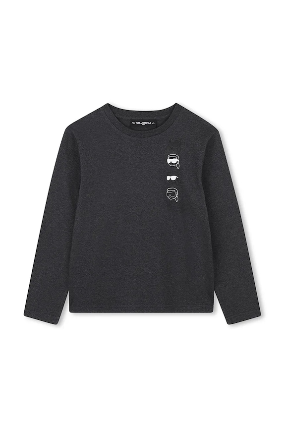 Karl Lagerfeld longsleeve bawełniany dziecięcy nadruk szary Z30951.162.174