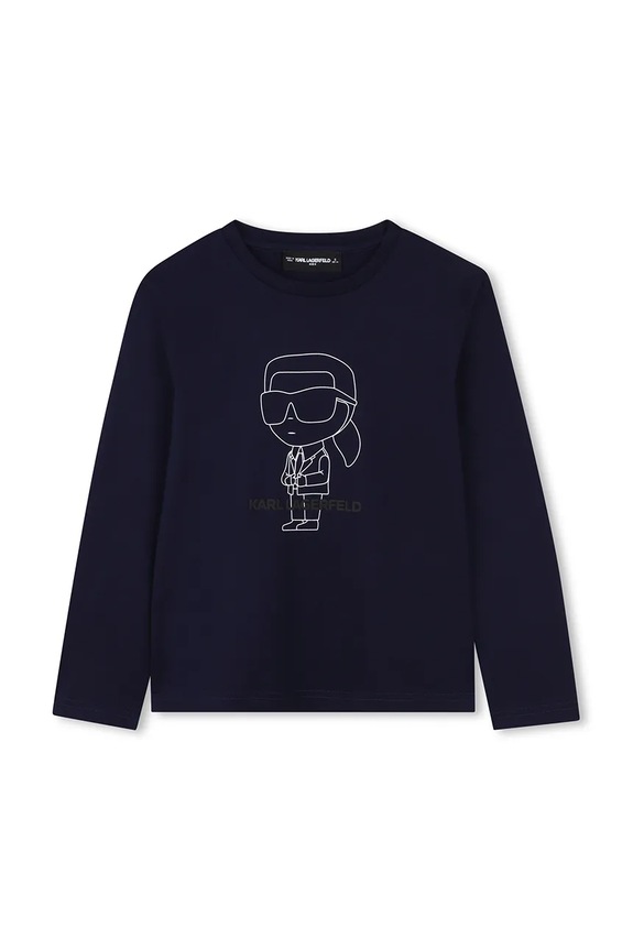 Karl Lagerfeld longsleeve bawełniany dziecięcy nadruk granatowy Z30953.162.174