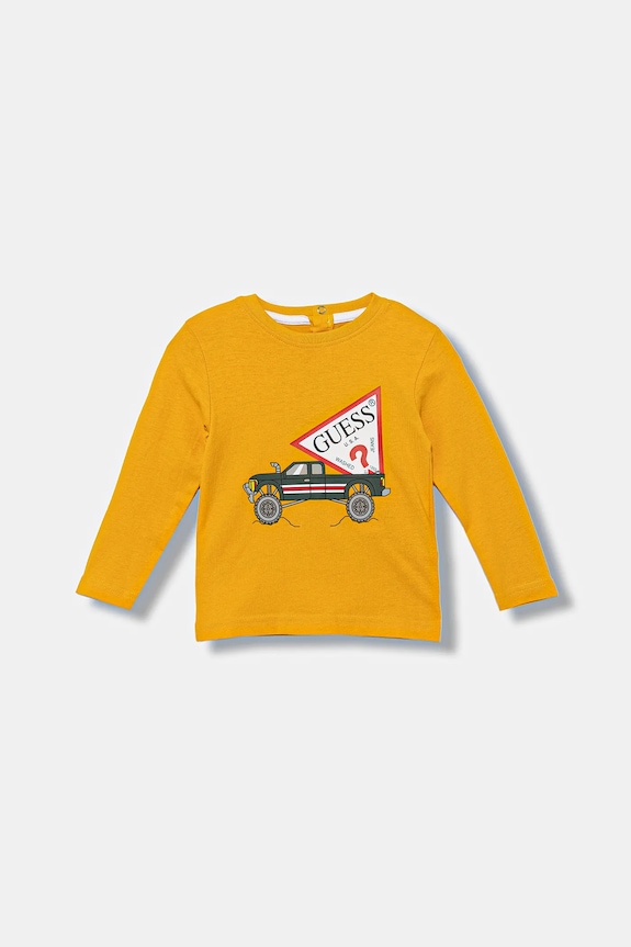 Guess longsleeve bawełniany niemowlęcy nadruk żółty I5BI01.I3Z14.9BYA