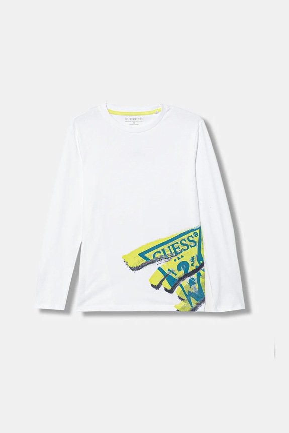 Guess longsleeve bawełniany dziecięcy nadruk biały L5BI28.I3Z14.9BYA