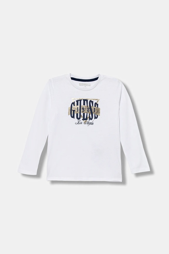 Παιδικό βαμβακερό μακρυμάνικο Guess στάμπα λευκό N5BI01.I3Z14.9BYA