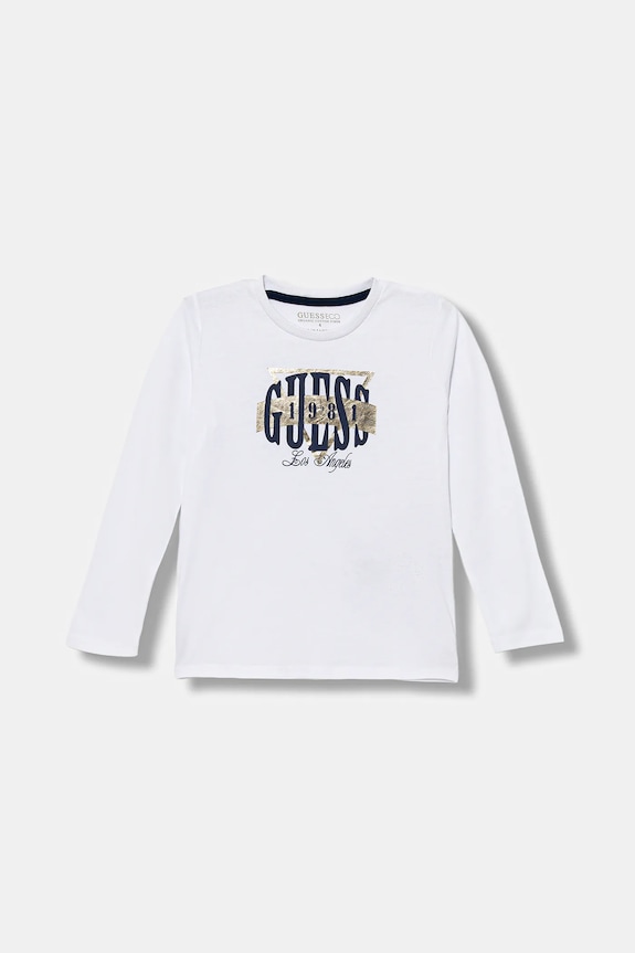 Παιδικό βαμβακερό μακρυμάνικο Guess στάμπα λευκό N5BI01.I3Z14.9BYA