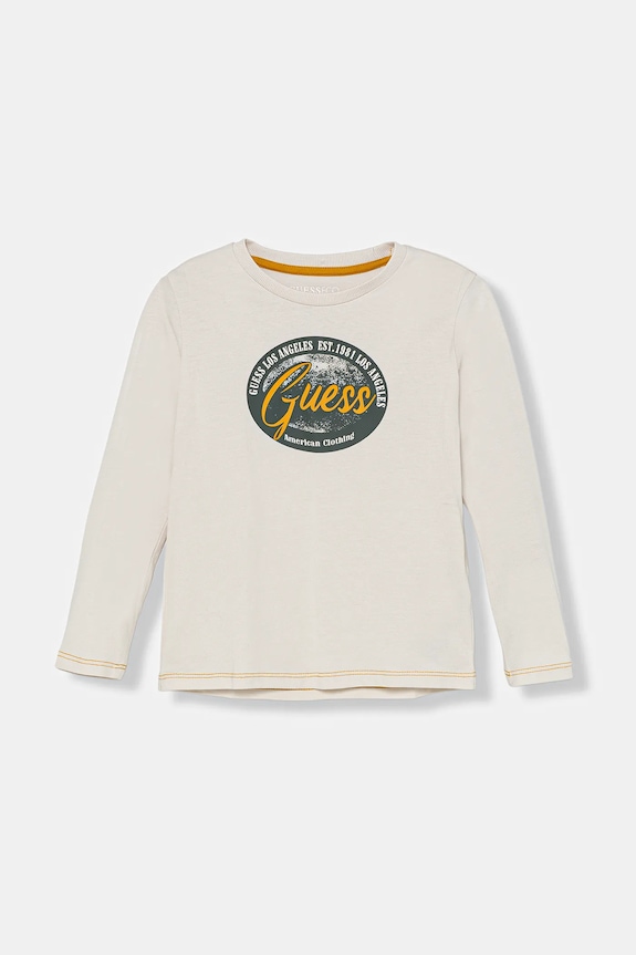 Guess longsleeve bawełniany dziecięcy nadruk beżowy N5BI11.I3Z14.9BYA