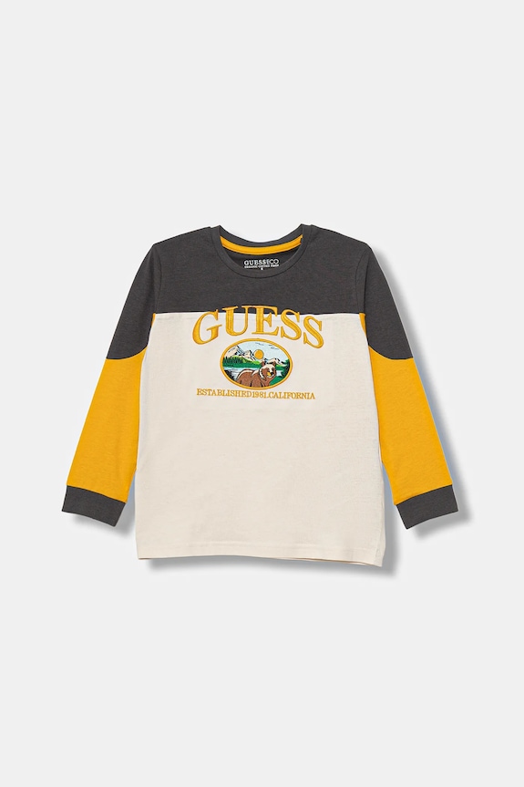 Guess longsleeve bawełniany dziecięcy wzorzyste szary N5BI12.I3Z14.9BYA