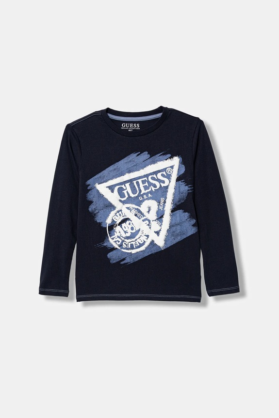 Guess longsleeve bawełniany dziecięcy nadruk granatowy N5BI17.I3Z14.9BYA