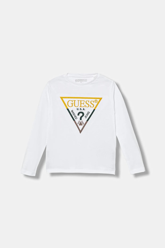 Хлопковый детский лонгслив Guess аппликация белый N5BI21.I3Z14.9BYA