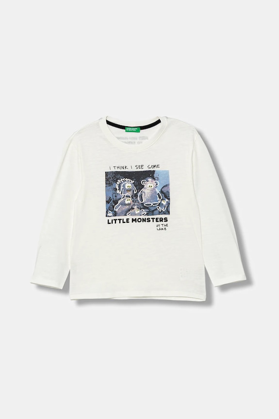 Παιδικό βαμβακερό μακρυμάνικο United Colors of Benetton στάμπα λευκό 3TAMG10KM.P.seasonal