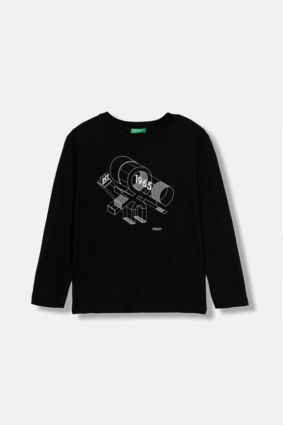 United Colors of Benetton longsleeve bawełniany dziecięcy nadruk czarny 3I1XC10Q3.G.seasonal
