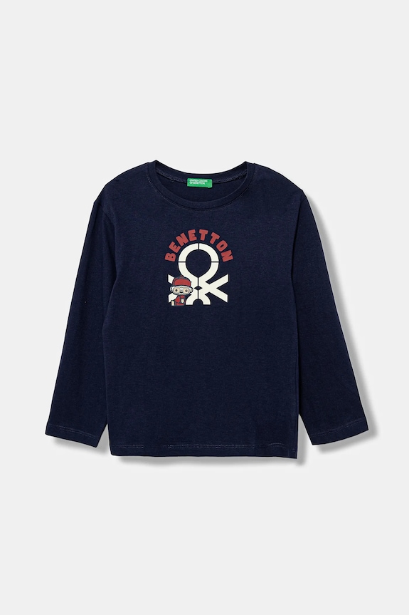 Παιδικό βαμβακερό μακρυμάνικο United Colors of Benetton στάμπα σκούρο μπλε 3I1XG10F2.P.reproposed