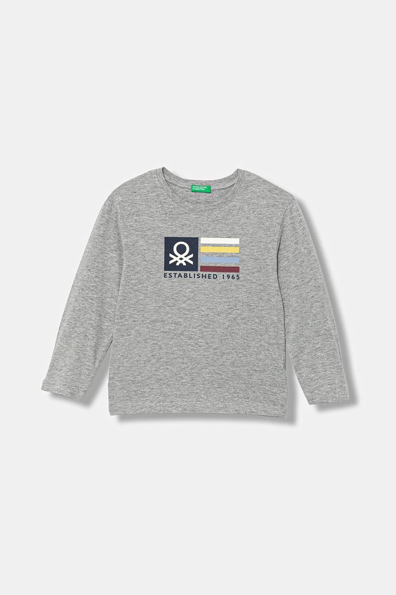 Otroška dolga majica United Colors of Benetton Potisk siva 3I1XG10JZ.P.seasonal