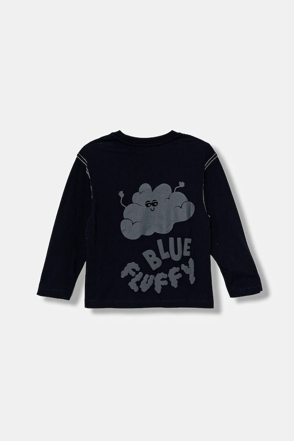 Otroška bombažna majica z dolgimi rokavi United Colors of Benetton Okrogel mornarsko modra 3I1XG10KR.P.seasonal