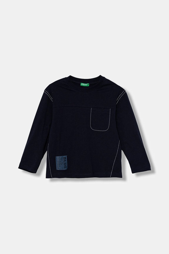 Otroška bombažna majica z dolgimi rokavi United Colors of Benetton 3I1XG10KR.P.seasonal mornarsko modra AW25