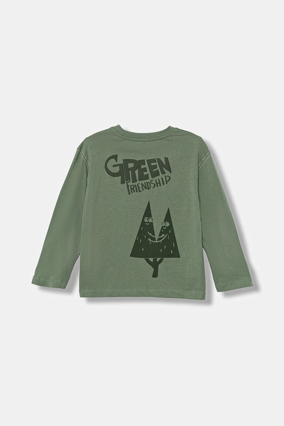 United Colors of Benetton longsleeve din bumbac pentru copii uni verde 3I1XG10KR.P.seasonal