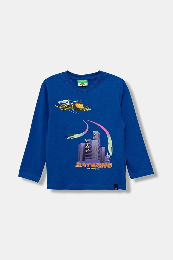 United Colors of Benetton gyerek pamut hosszú ujjú felső pamut kék 35RYG10KE.P.seasonal