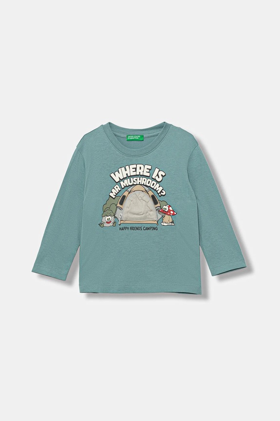 Detská bavlnená košeľa s dlhým rukávom United Colors of Benetton nášivka tyrkysová 3I1XG10KQ.P.seasonal