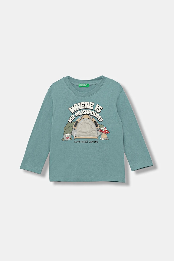 Detská bavlnená košeľa s dlhým rukávom United Colors of Benetton nášivka tyrkysová 3I1XG10KQ.P.seasonal