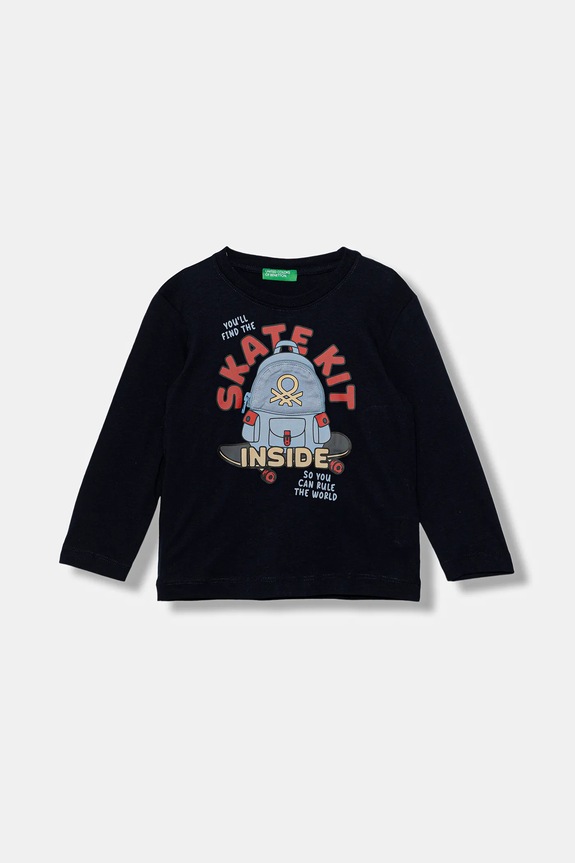 Detská bavlnená košeľa s dlhým rukávom United Colors of Benetton nášivka tmavomodrá 3I1XG10KQ.P.seasonal
