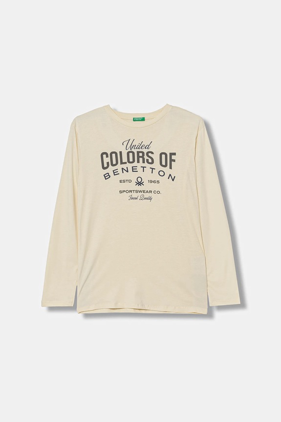 United Colors of Benetton longsleeve din bumbac pentru copii print bej 3ATNC10QU.G.Seasonal