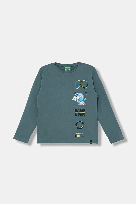 Хлопковый детский лонгслив United Colors of Benetton хлопок зелёный 3ATNC10RL.G.Seasonal