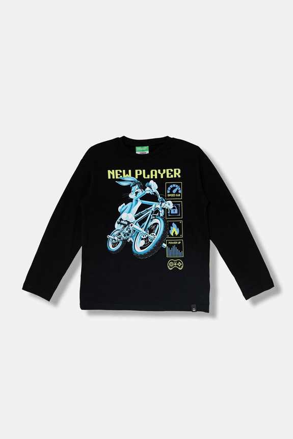 Дитячий бавовняний лонгслів United Colors of Benetton бавовна чорний 3ATNC10RL.G.Seasonal