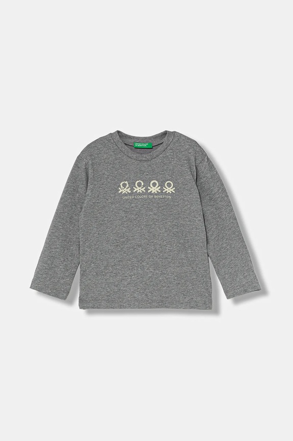 Παιδικό βαμβακερό μακρυμάνικο United Colors of Benetton στάμπα γκρί 3ATNG10KT.P.Seasonal
