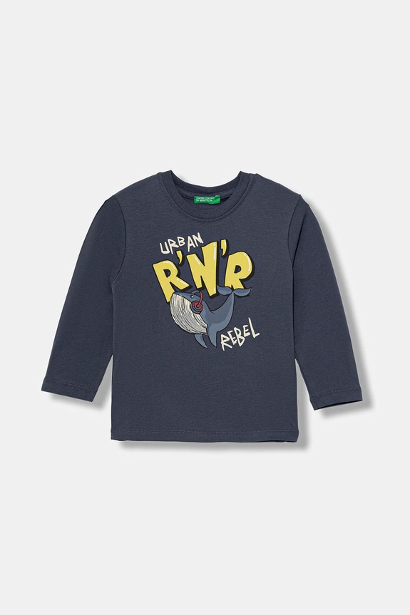 Detská bavlnená košeľa s dlhým rukávom United Colors of Benetton bavlna tmavomodrá 3ATNG10KU.P.Seasonal