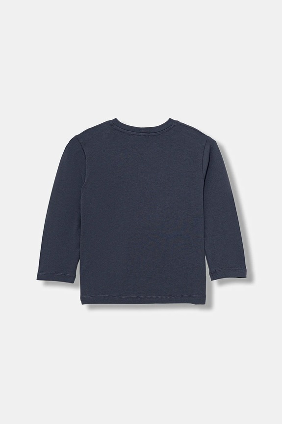 Detská bavlnená košeľa s dlhým rukávom United Colors of Benetton 3ATNG10KU.P.Seasonal tmavomodrá AW25