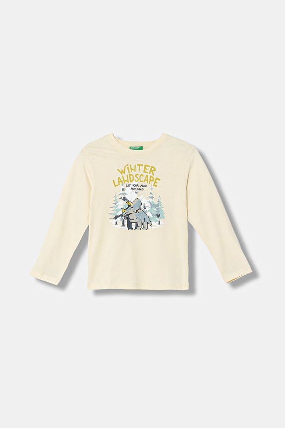 Дитячий бавовняний лонгслів United Colors of Benetton бавовна бежевий 3ATNG10KU.P.Seasonal