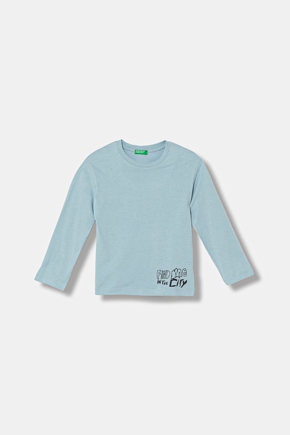 Дитячий бавовняний лонгслів United Colors of Benetton 3ATNG10KV.P.Seasonal блакитний AW25