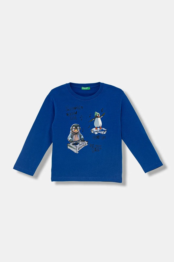 Дитячий бавовняний лонгслів United Colors of Benetton бавовна блакитний 3ATNG10KV.P.Seasonal
