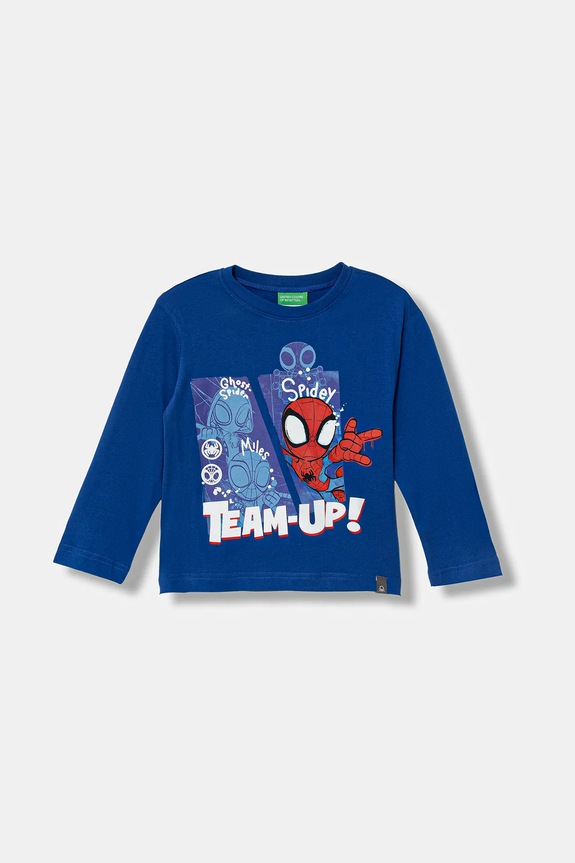 Dječja pamučna majica dugih rukava United Colors of Benetton pamuk plava 3ATNG10L6.P.Seasonal