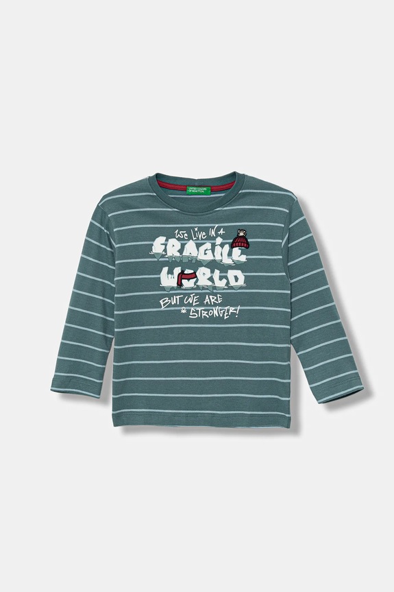 United Colors of Benetton longsleeve in cotone bambino/a sovrastampa verde 3XVJG10KW.P.Seasonal