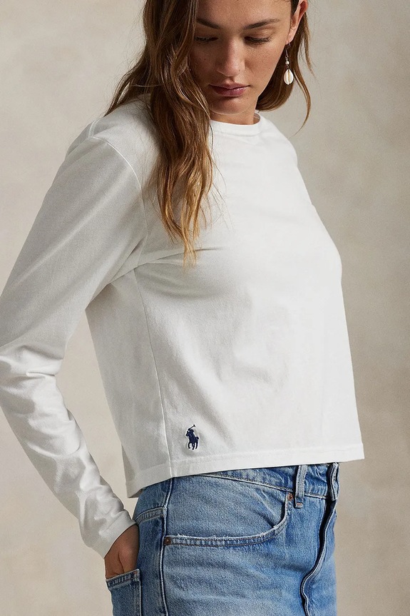 Tričko s dlhým rukávom Polo Ralph Lauren biela 211967103