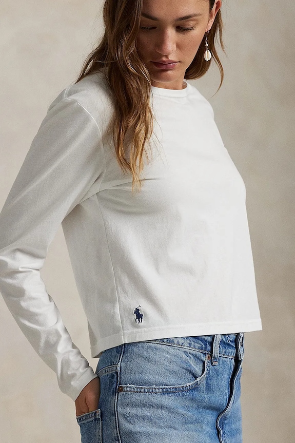 Tričko s dlhým rukávom Polo Ralph Lauren biela 211967103