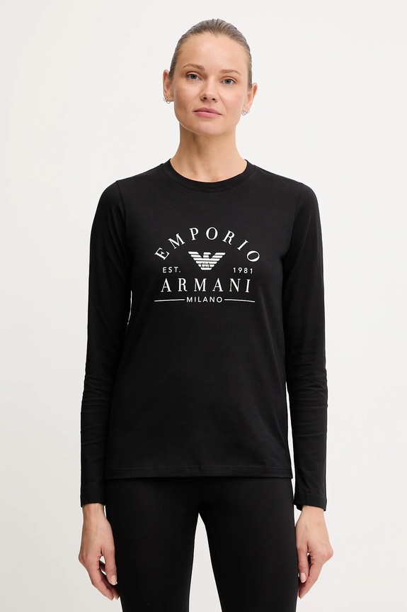 Emporio Armani Underwear longsleeve bawełniany nadruk czarny EW001899.AF15345